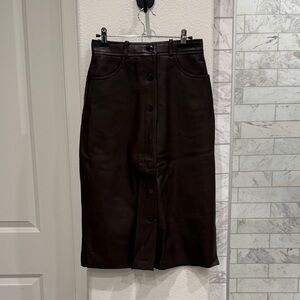 Sandro Dark Brown Button-Front Pencil Skirt